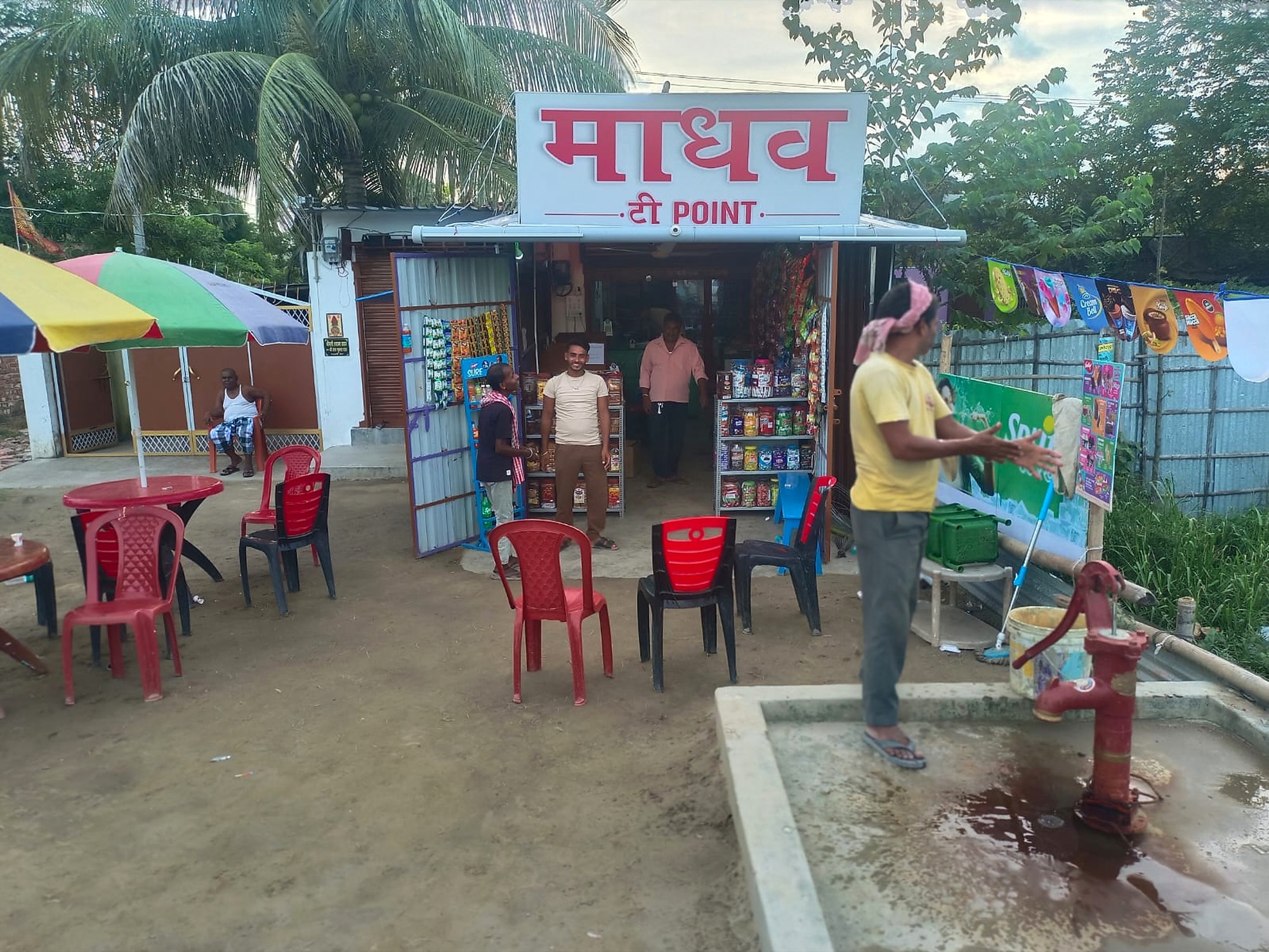 Madhav Tea Point outdoor seating and shop entrance